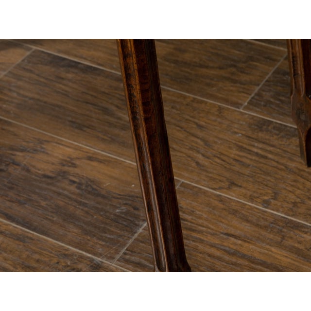 English Oak Side Table with Lift Top, Carved Serpentine Front and Fluted Legs For Sale - Image 12 of 12