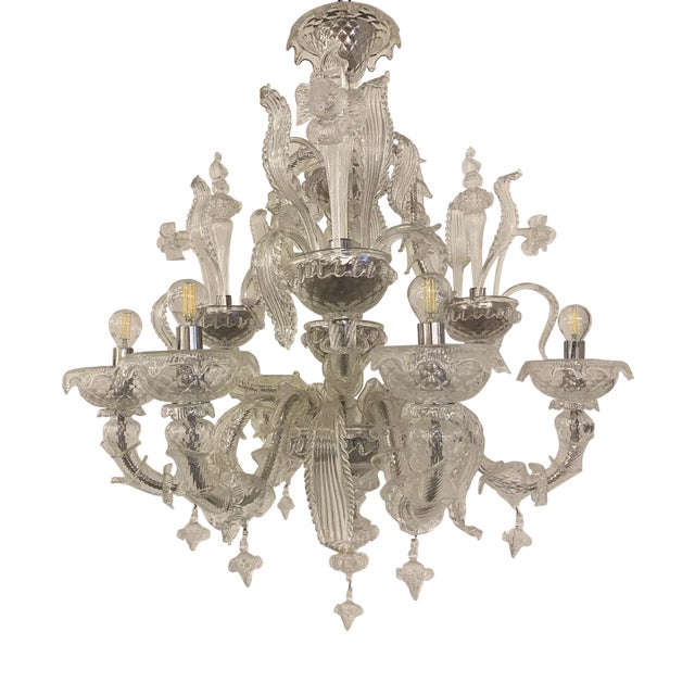 Transparent Murano Style Glass Chandelier from Simoeng For Sale