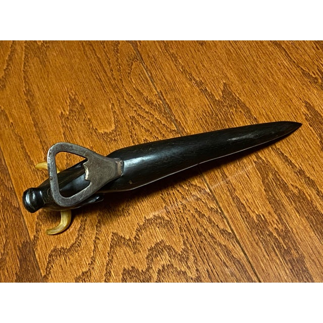 Bone 1950s Professional Bottle Opener - Handmade From Horn and Inox in the Shape of a Bull Head For Sale - Image 7 of 12