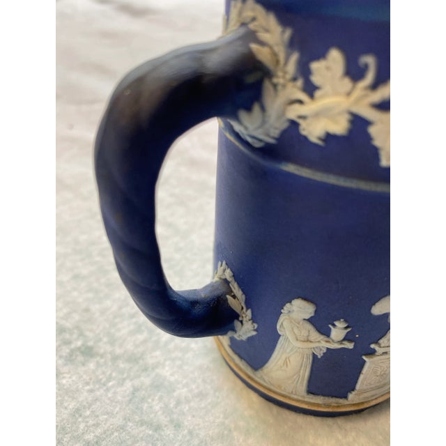 Ceramic Antique Wedgwood Royal Blue & White Cream Jasperware Jug For Sale - Image 7 of 8