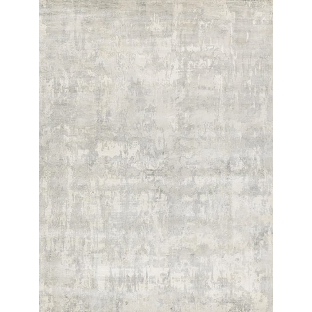 Silver Exquisite Rugs Murano Handmade New Zealand Wool & Bamboo Silk Silver Rug-9'X12' For Sale - Image 8 of 8