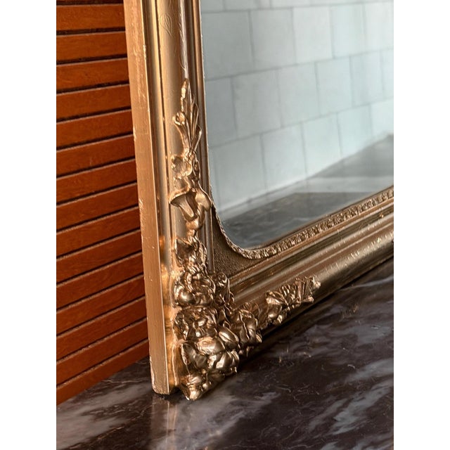 French Napoleon III Gilt Mirror with Ornate Floral Frame, 1860-1880 For Sale - Image 6 of 9