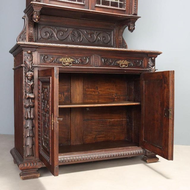 Neo-Renaissance Style Walnut Double-Body Sideboard For Sale - Image 5 of 14