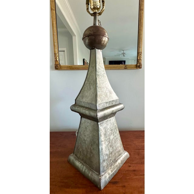 Monumental Architectural Style French Zinc Table Lamp For Sale - Image 9 of 10
