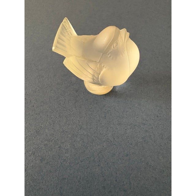 1960s Lalique "Nogent" Crystal Compote Bowl and Stand Alone Sparrows (Signed) For Sale - Image 5 of 12
