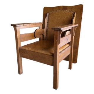 Early 1900s Antique Mission Oak Convertible Table Chair For Sale