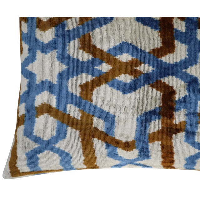 Canvello Geometric Brown Red Handmade Velvet Throw Pillow & Down Insert For Sale - Image 11 of 11