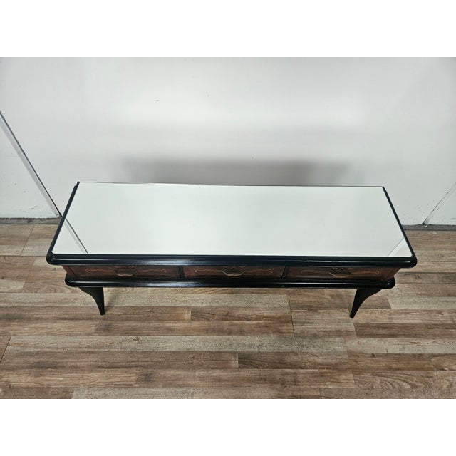 Mid-Century Modern Mahogany-Paneled Entrance or Dressing Table with Mirrored Top, 1960 For Sale - Image 3 of 13