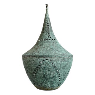 Copper Verdigris Dot Boho Pendant Light Small For Sale