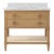 Matthew Izzo Home Cutler Cerused Oak Two Drawer, Single Sink Bath Vanity W/Carrara Marble Top, Open Cane Shelf, and Brass Hardware For Sale