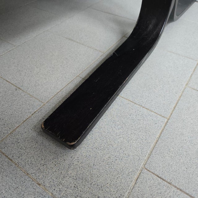 Animal Skin Vintage Scandinavian Two-Seater Sofa in Black Leather and Curved Wood, 1970s For Sale - Image 7 of 18