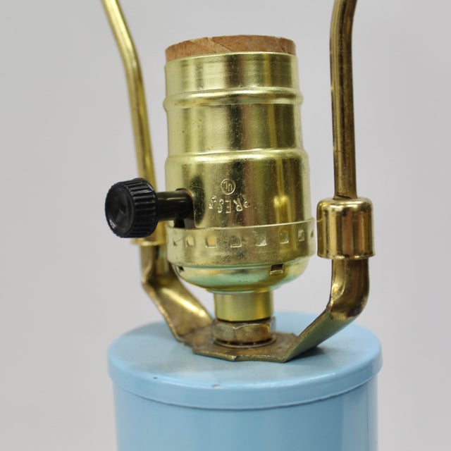 Mid-Century Modern 1980s Mid Century Modern Blue Tubular Table Lamp For Sale - Image 3 of 8