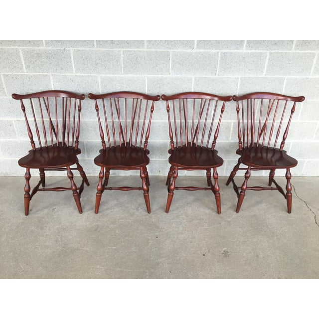 Mount Vernon Cherry Windsor Brace Back Dining Chairs Set of 4 Chairish