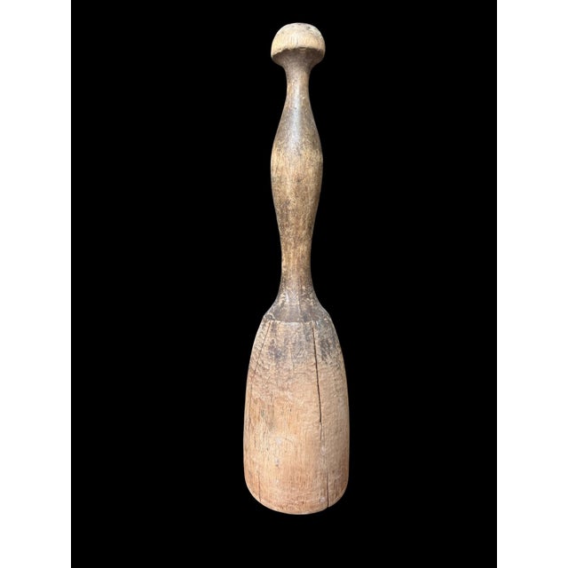 Pair of Early 20th Century Primitive Wooden Kitchen Utensils Paddle Pestle For Sale - Image 4 of 13