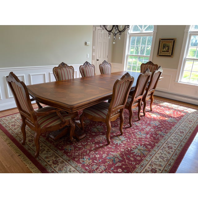 Ethan Allen Pedestal Dining Set with Table and Eight Dining Chairs 9