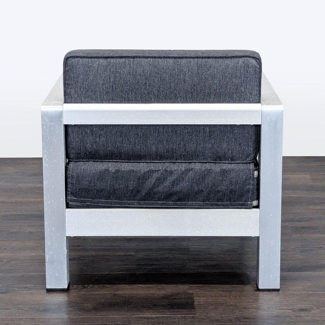 2010s Christopher Knight Aviara Modern Outdoor Armchair With Aluminum Frame and Dark Gray Cushions, Attributed For Sale - Image 5 of 6