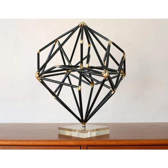 Vintage Modernist Abstract Black Metal Art Sculpture For Sale - Image 11 of 11