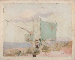 Franco Marzilli, Seaview, Oil Painting, 1970s