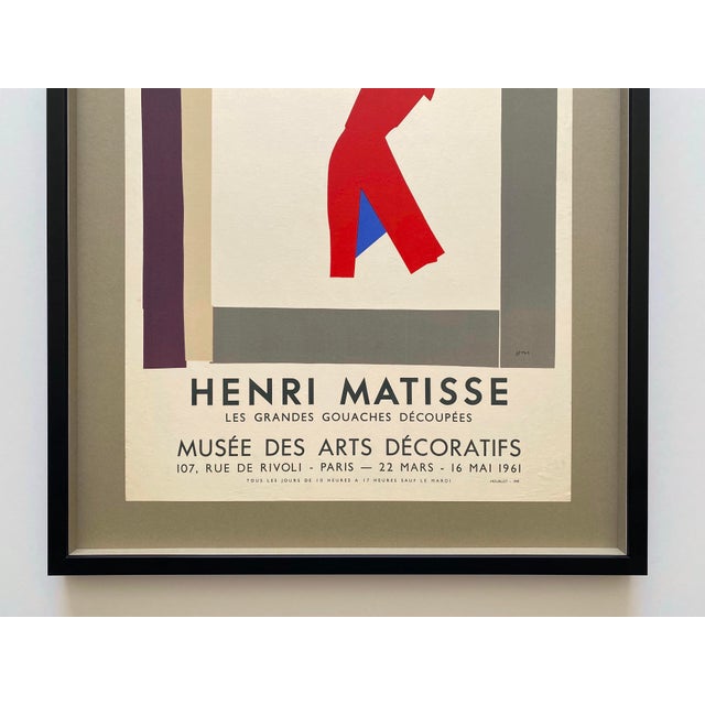 Mid-Century Modern Henri Matisse Vintage 1961 Mourlot Fine Art Lithograph Print Framed Mid Century Modernist Paris Exhibition Poster " Le Danseur " 1937 For Sale - Image 3 of 14