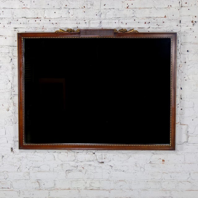 20th Century Traditional or Regency Style Rectangular Wall Mirror Walnut Tone & Gilded Details For Sale - Image 10 of 17