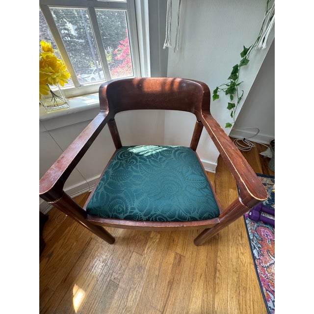 Mid 20th Century Mid Century Modern Nicos Zographos Ireland Chair With Vibrant Green Cushion For Sale - Image 5 of 6