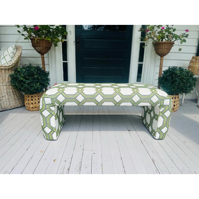 1970s Vintage Waterfall Bench Newly Custom Upholstered For Sale - Image 5 of 9