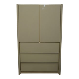 Lane Furniture White Lacquered Contemporary Modern 38" Armoire / Door Chest For Sale