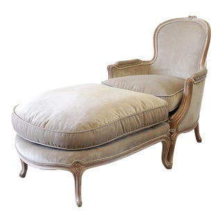 Vintage Mid Century Louis XV Style Chair & Ottoman- 2 Pieces For Sale