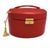 A brand-new vintage WOLF leather jewelry box in pebbled red, featuring a gold lock, anti-tarnish lining, interior mirror,...