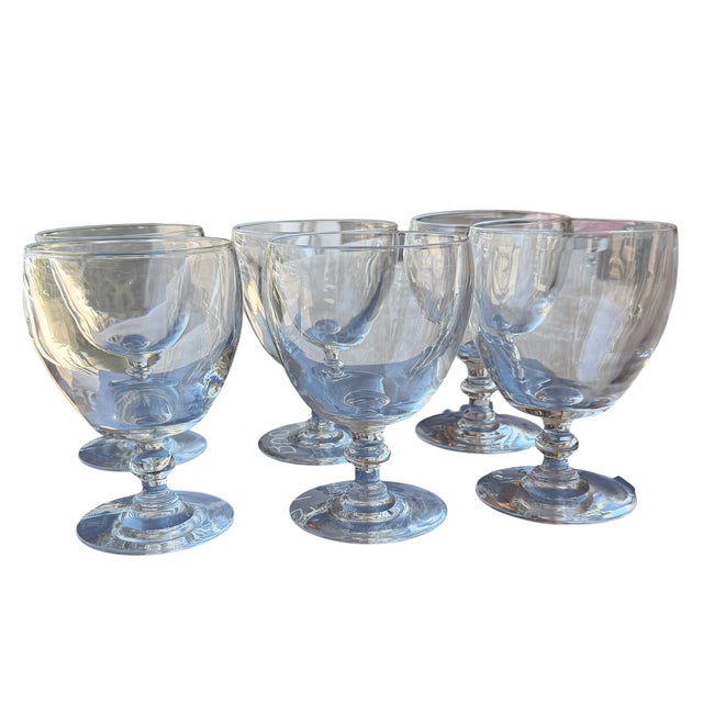 Art Deco Set of 6 Frederick Carder for Steuben Crystal Wine Glass Water Goblets c.1930's For Sale - Image 3 of 4
