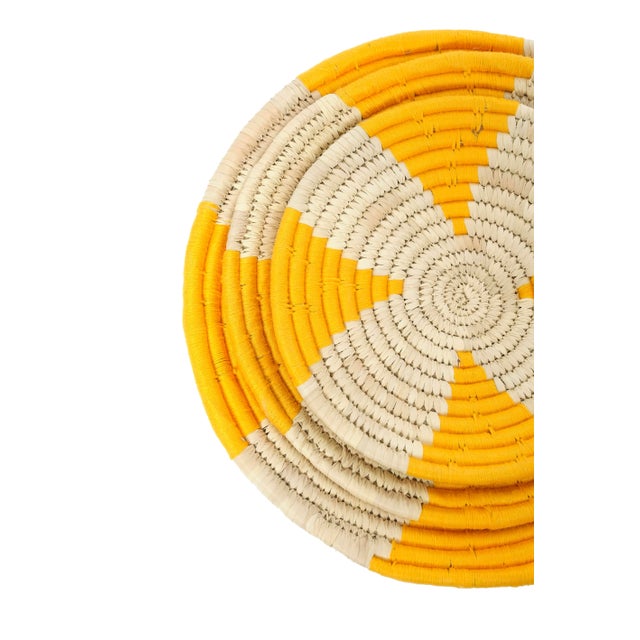 Indian Yellow Seagrass Wall Basket, Small For Sale - Image 3 of 4
