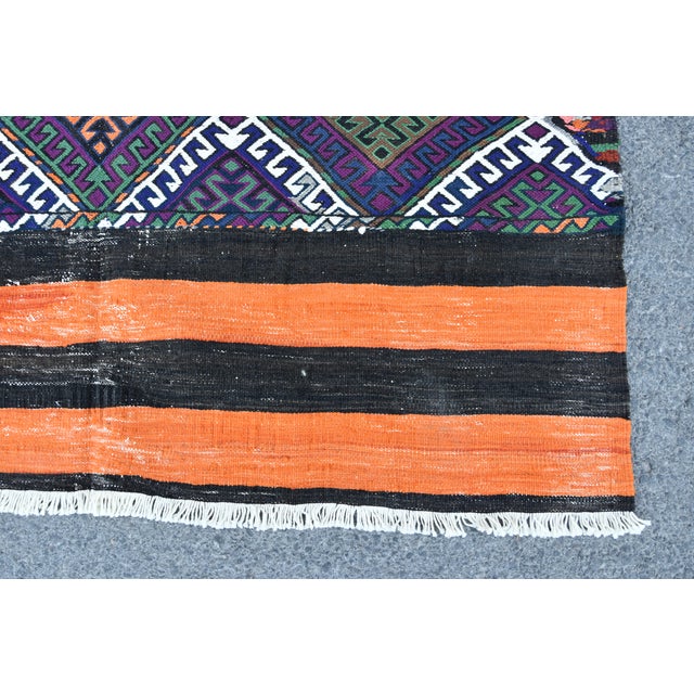 1970s Tribal Hand Knotted Cecim Kilim For Sale - Image 10 of 11