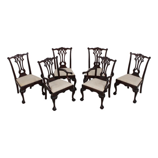 Set of 6 Stickley Mahogany Chippendale Dining Chairs For Sale