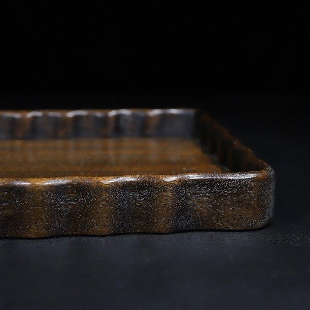 Huali Rosewood Rectangular Tray With Scalloped Edge For Sale - Image 4 of 9