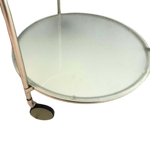 Minimalist Rolling Round Two Tiered Bar Cart by Ehlen Johansson, Circa 1970 For Sale - Image 5 of 7