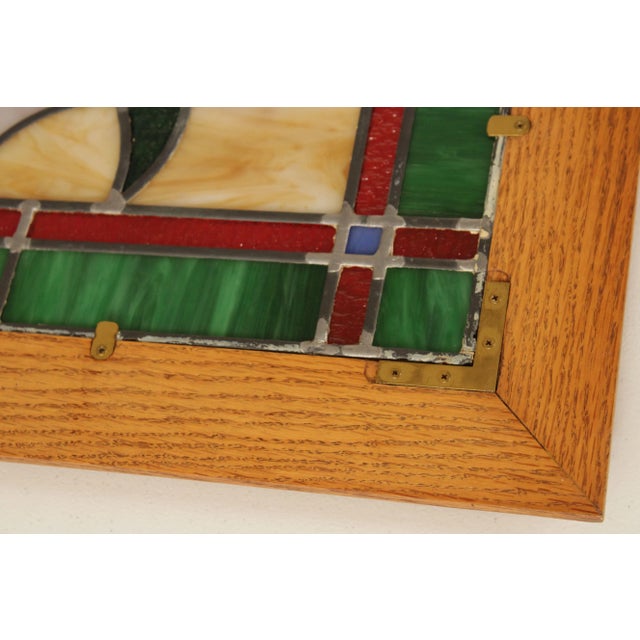 Vintage Stained Glass Transom Window or Hanging Decor For Sale - Image 11 of 13