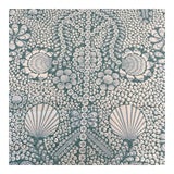 Image of English Designer Fermoie Shell Grotto in Green and Blue Cotton Fabric- 4 Yards For Sale