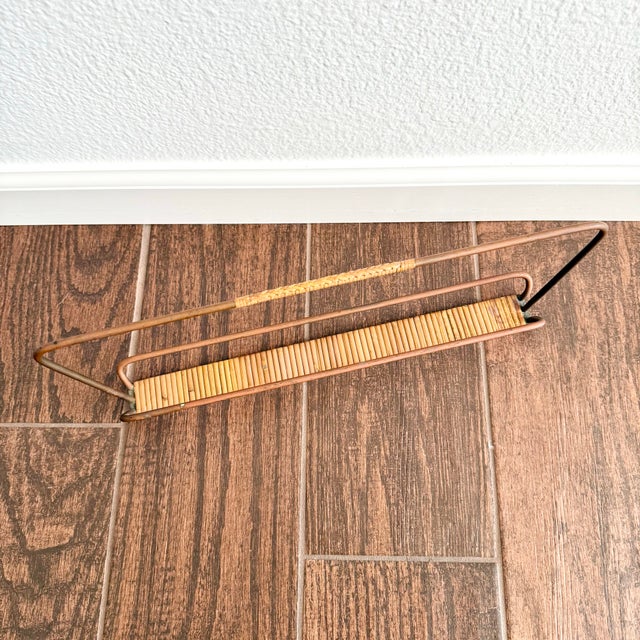 1960s Mid Century Modern Signed Carl Aubock Rattan Wrapped Holder / Display Austrian Vintage For Sale - Image 5 of 12