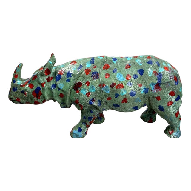 Small Rhinoceros Sculpture, Bronze For Sale