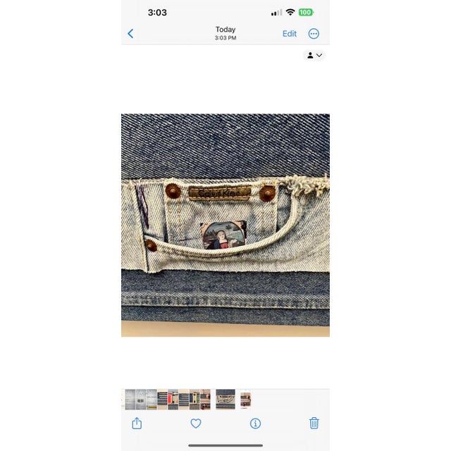 Jean Jacques de la Verriere, Vintage 1970s Pop Art Americana Patriotic American Flag Denim Jeans Hand Sewn For Sale - Image 12 of 12