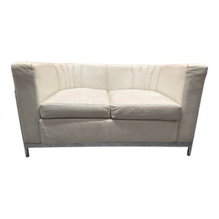 1980s Italian Leather Loveseat For Sale