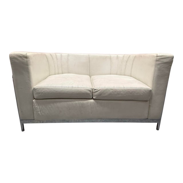 1980s Italian Leather Loveseat For Sale