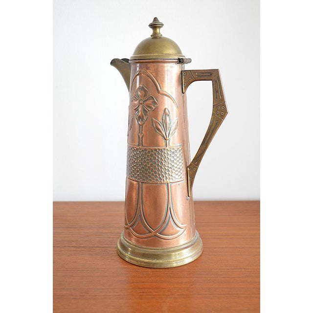 Art Nouveau Copper Jug ​​with Floral Motif, 1910s For Sale - Image 4 of 9
