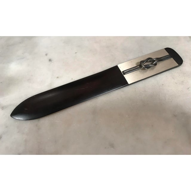 1980s Italian Silver and Black Wood Turner Letter Opener For Sale - Image 10 of 10