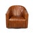 This classic barrel-shaped swivel chair is upholstered in premium top-grain Havana brown leather, offering a luxurious...