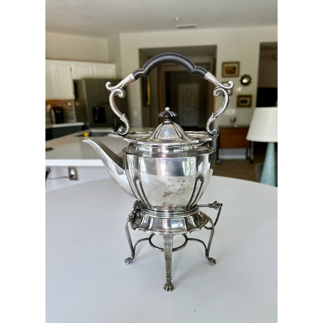 Traditional Antique Edwardian Roberts & Belk Silver Kettle on Stand & Burner For Sale - Image 3 of 15