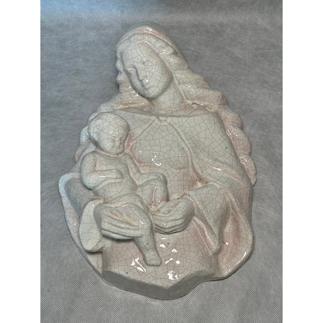 White Italian Madonna and Child Wall Relief, 1960s For Sale - Image 8 of 8