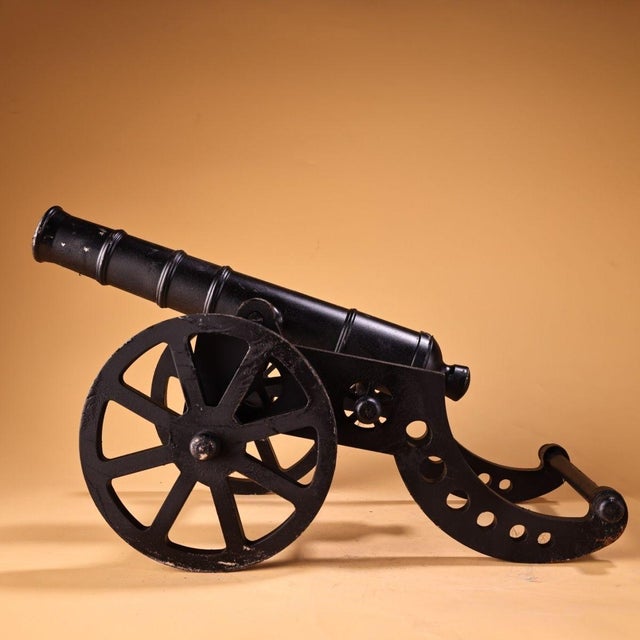 Vintage Style Cast Iron Cannon Model Decorative Sculpture For Sale - Image 4 of 9