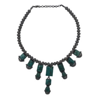 11-Stone Fox Turquoise Sterling Silver Necklace - Corrugated Beads Authentic Native American Handmade For Sale