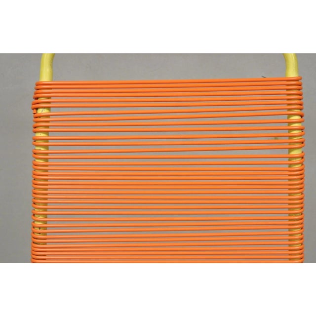 Vintage Mid Century Modern Orange Vinyl Spaghetti Strap Glider Lounge Chair For Sale In Philadelphia - Image 6 of 18